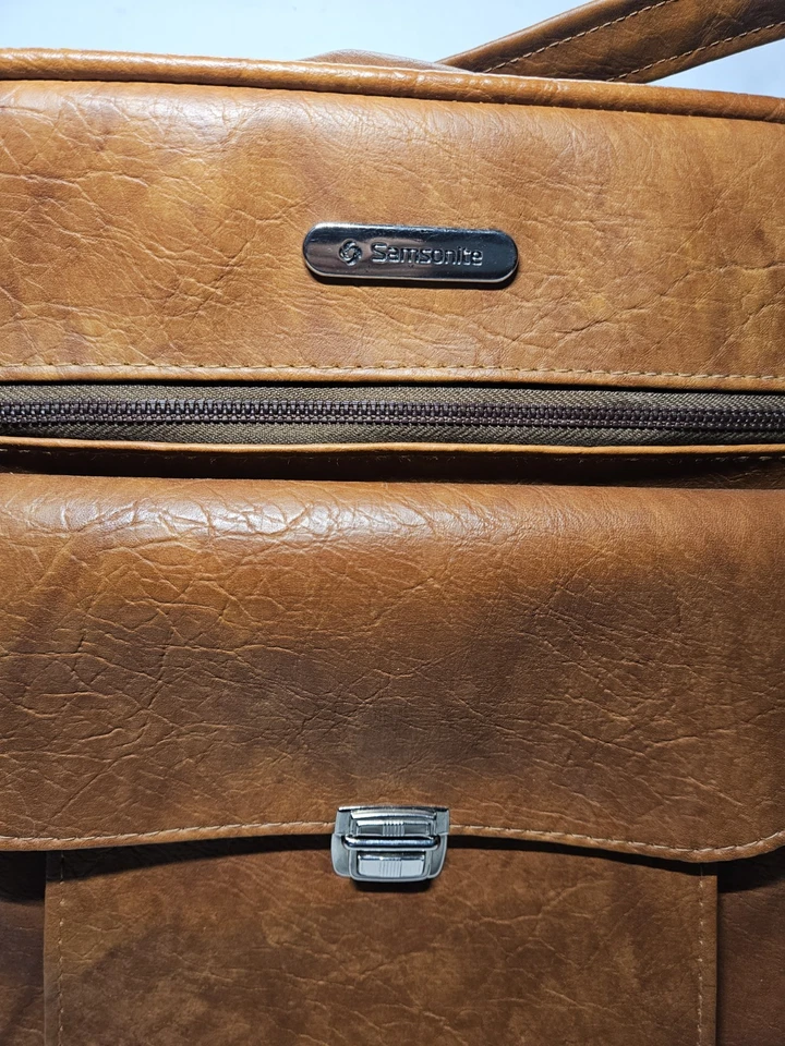 Vintage Samsonite Silhouette Brown Vinyl Sonora 2 Bag Shoulder Tote Train Case - Image 2 of 4