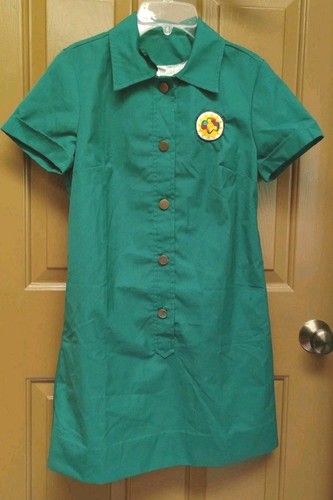 Vintage Girl Scout uniform 1970's dress + Patch Sz 10