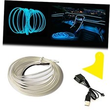 9.8ft EL Wire Ice Blue Car Interior Light, USB-Powered 6mm Flexible 3M Ice blue