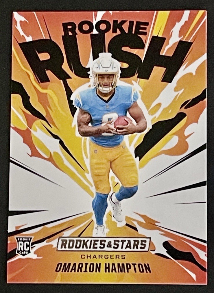 2025 Rookies & Stars Omarion Hampton Rookie Rush RC #8 Chargers
