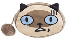 Ganz Pet Lovers Pom Pom Zipper Cosmetic Bag Case - Cat Brown Cat