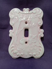 Holland Mold Ceramic Switch Plate Pink & White Hobo Boy Rabbit Bird