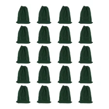 20pcs Flocked Drawstring Bag 4.7 x 5.9" Jewelry Pouches Gift Bags, Dark Green