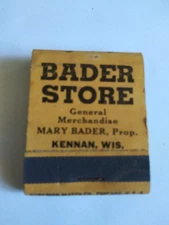 Vintage Matches From Bader Store Kennan Wisconsin