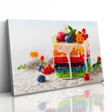 Slice of Rainbow Cake Canvas Framed Print Picture Wall Art
