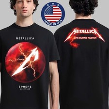 ¡Lo último!!1 Camiseta Metallica Life Burns Faster Sphere Las Vegas 2026