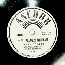Jerry Cooper After You Call Me Sweetheart Truthfully Anchor 78 Record