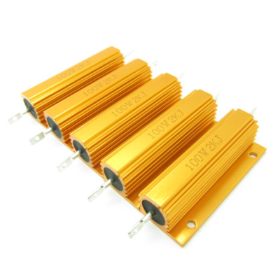 10PCS 2K Ohm 2000R 100W Watt Metal Shell Case Wirewound Golden Power Resistor 