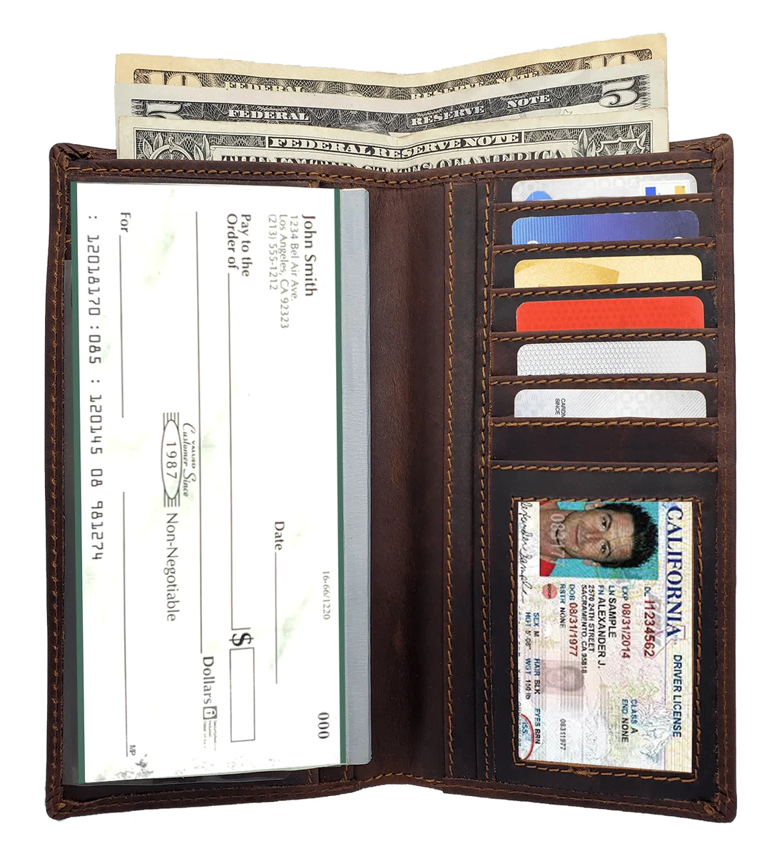 UNICRAFTALE Custodia per libretto degli assegni personali in pelle, 18 x 10,5 cm, duplicati con portapenne e slot per carte per assegni personali e