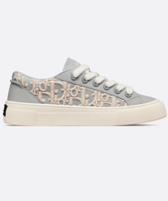 Dior B33 Mens Sneaker Gray Calfskin Cream Oblique Raised