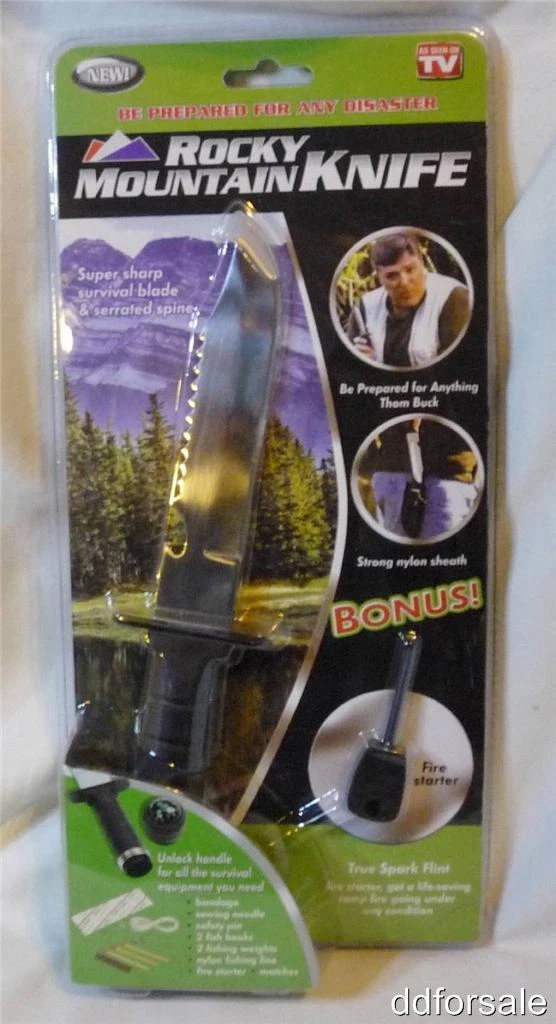 Survival Knife With Serrated Spine & Sheath + From Rocky Mountain Knife by Spark