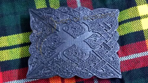 Scottish Kilt Belt Buckle Celtic Design Jet Black Finish Celtic Knot Buckles - Picture 1 of 3