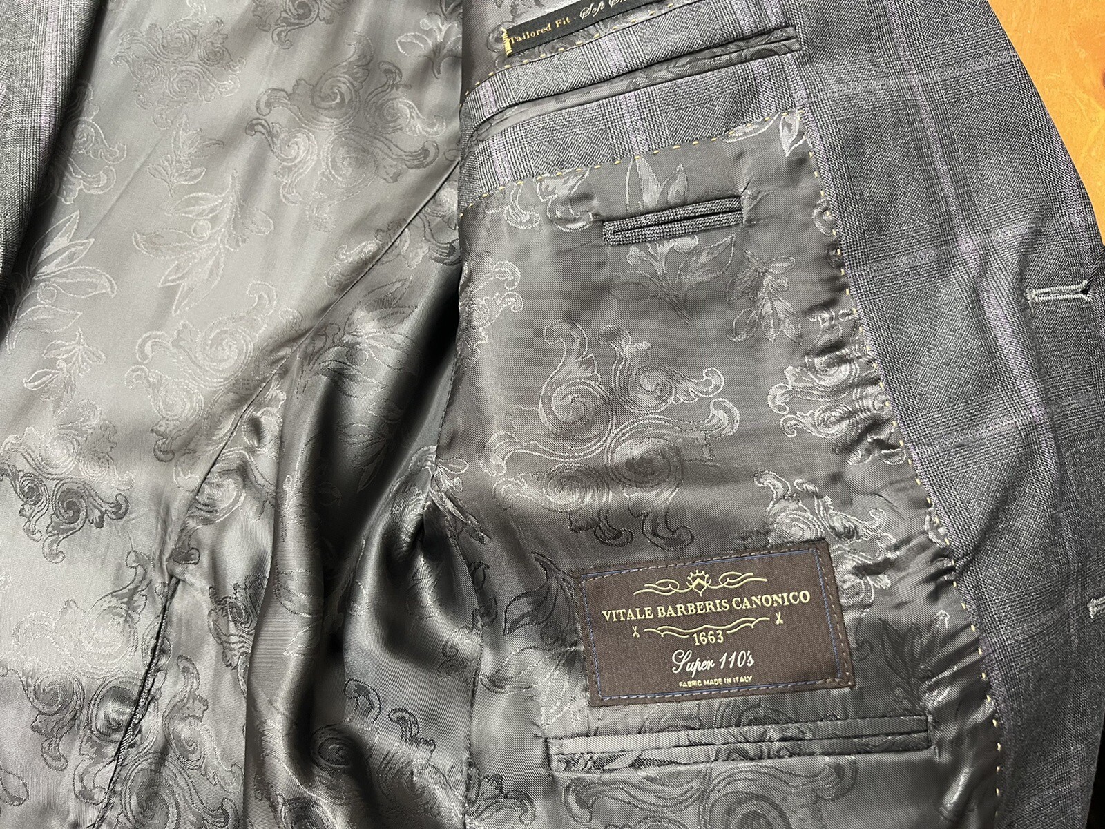 Made in USA from Italian Wool, Jos. A. Bank Reserve 40 R (34 Waits), Grey plaid image 6