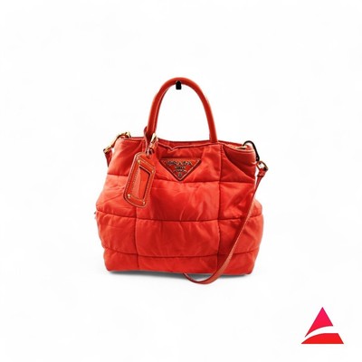 Prada - Bomber Tessuto 2way Handbag Orange Pink Nylon