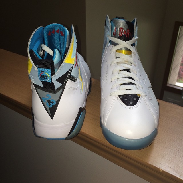 Mens Air Jordan Retro 7 White Blue shoes