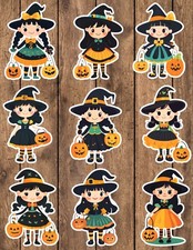 Trick or Treat Witch Die Cut Vinyl Stickers Scrapbooking Laptop Waterbottle