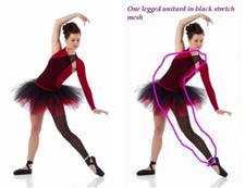 Child S Stretch Mesh Unitard One Legged, One Shoulder Dance Costume Accessory