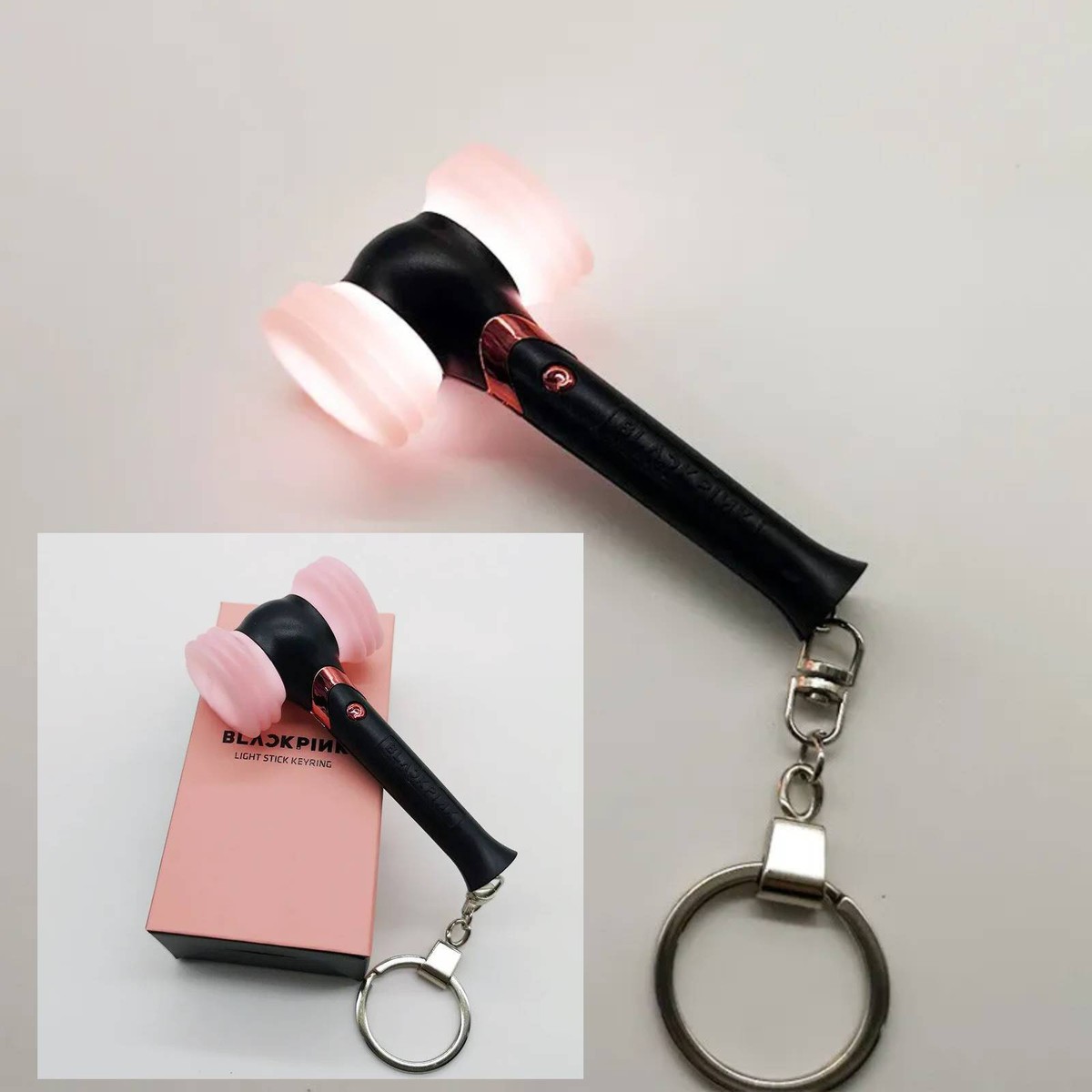 Kpop Blackpink Mini Lightstick Keychain Hammer Heart Keyring JISOO