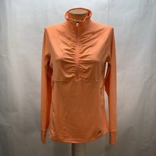 ADIDAS Climalite Womens large Neon Orange Quarter Zip Thumbholes