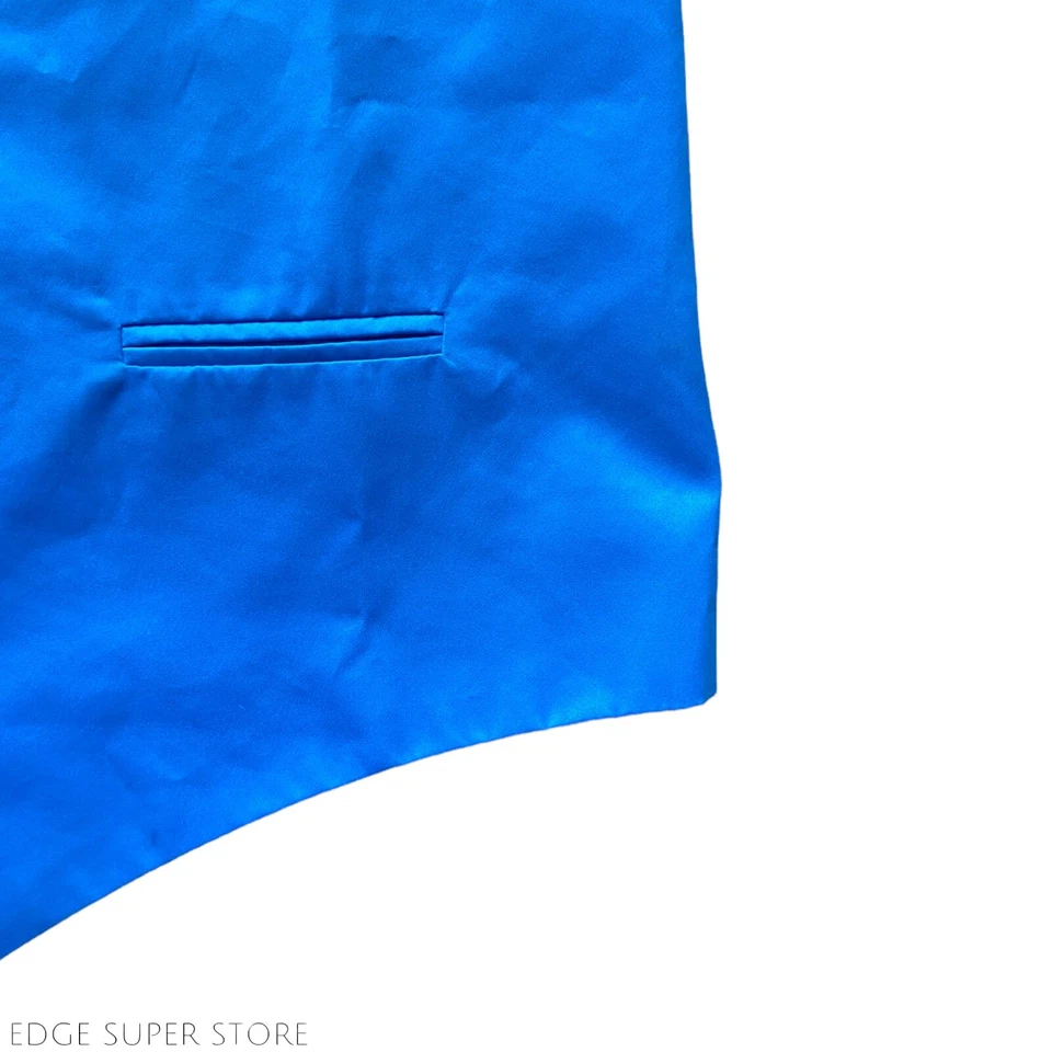 Retro Paris Teal Blue Button Up Suit Tuxedo Wedding Prom Formal Vest Size XXL - Image 3 of 4