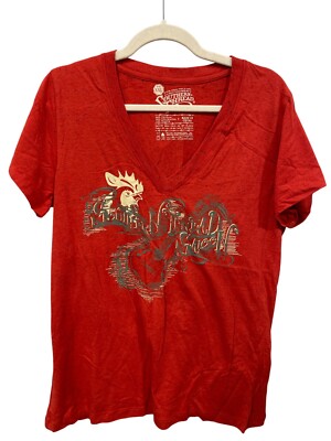 Southern Thread V Neck Shirt Sleeve Graphic Tee Women XXL Red Speckled Essential