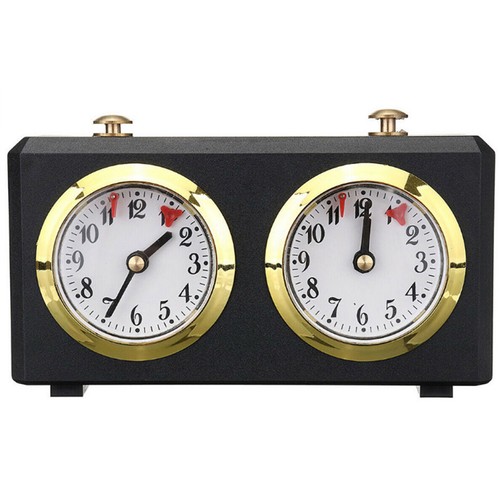 Chess Clock Timer Wooden Mechanical Accessories Count Up Down Alarm Black Home - Afbeelding 1 van 7