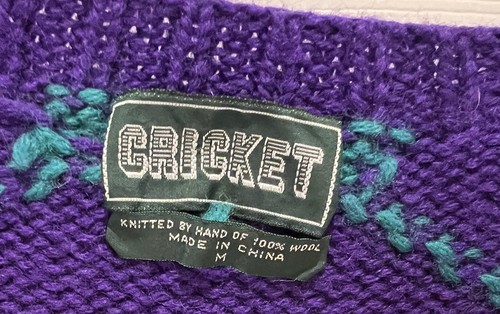 Cricket Vintage Wool Purple and Teal Cardigan Size M - Picture 3 of 8