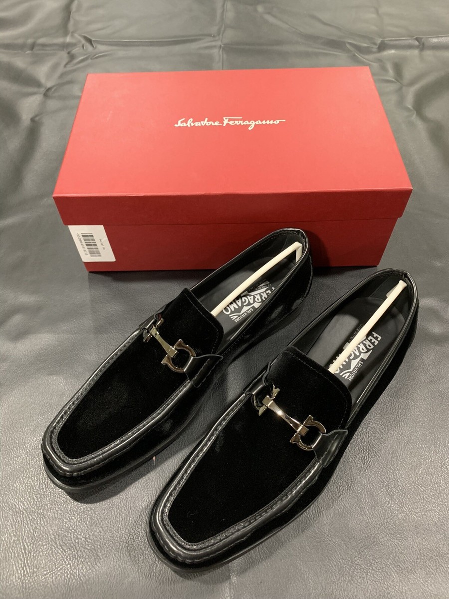 Ferragamo Grndioso Velvet Loafers - Black - Size 11.5E  display picture 3