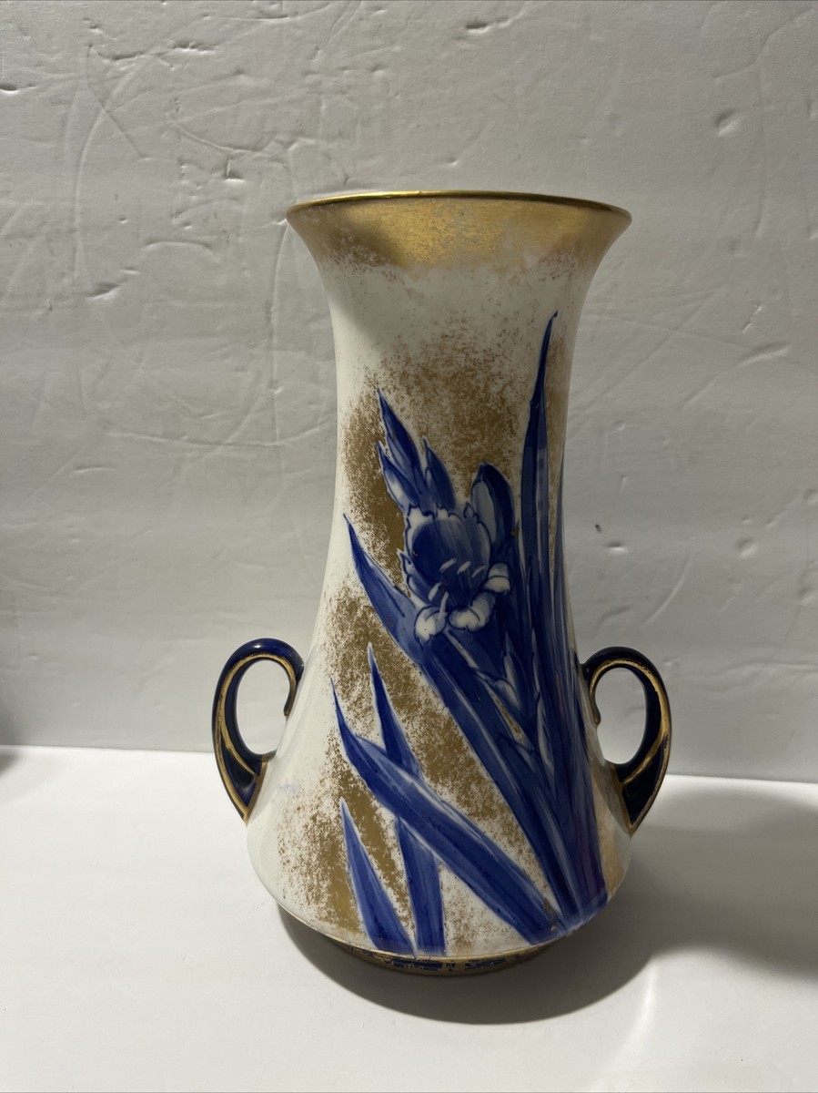 RARE Unique Antique Royal Doulton hand painted Gold, Blue Flowers