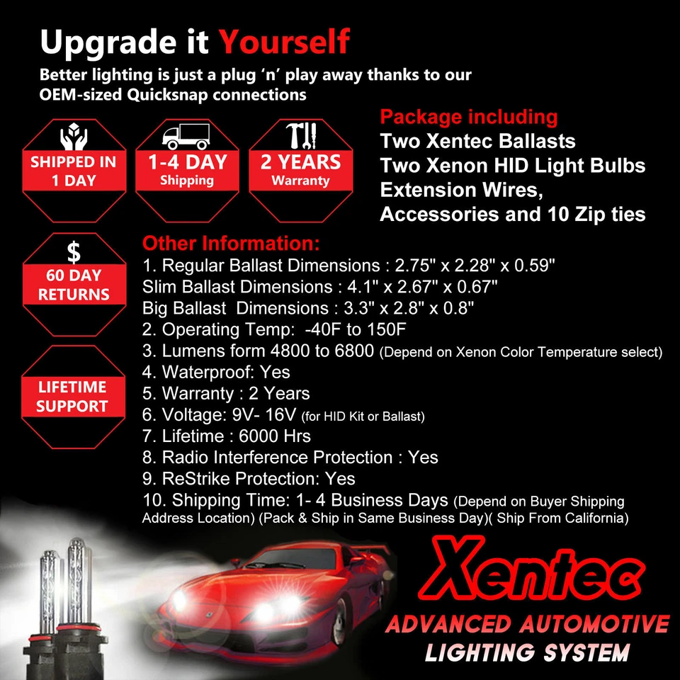 Kit de luces de xenón Xentec HID para GMC Acadia B7 C2500 C3500 1990-2018 9006 H11 Foto 4 de 4