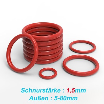 O-Ring 10 Stück Schnurstärke 1,5 mm Silikon 55 Shore A Ring Dichtung Dichtring