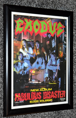 EXODUS band framed A4 fabulous disaster ALBUM original 1989 promo ART poster