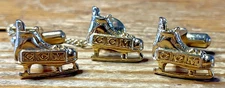 CCM Hockey Skate Cufflinks Tie Tack Set Gold Tone Ice Skates Men's Accessories