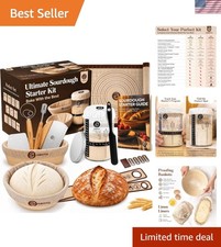 Sourdough Starter Kit with 10" Round 11" Oval Banneton Proofing Basket and...
