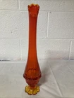 Vintage Mid Century '60's "Fenton" "Valencia" Orange Swung Glass 14" Tall Vase