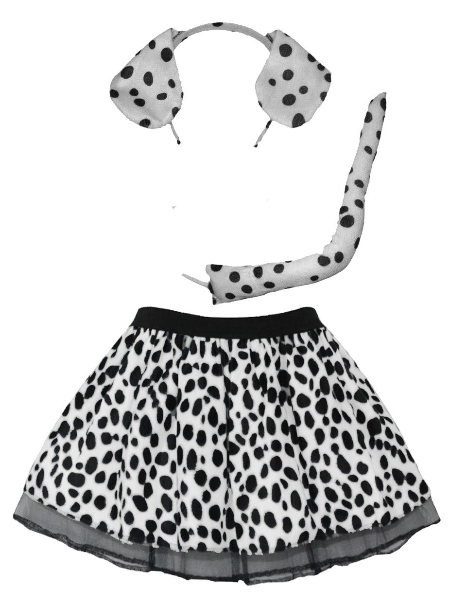 Adults Dalmatian Tutu Ears & Tail World Book Day Cruella Halloween Fancy Dress