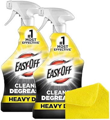 Easy-Off Heavy Duty Degreaser Cleaner Spray, 32 Ounce (Pack of 2+Cloth)