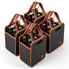 Insulated Thermal Padded 6 Bottle Wine Carrier Tote Bags Reusable Gift 4 PCS