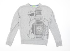 Sesame Street Women Grey Medium Pullover Sweatshirt Cookie Monster Big Ben
