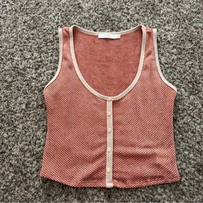Lush Red and Cream Button-Up Crop Top