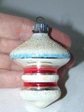 ATOMIC ERA Mercury Glass PATRIOTIC Mica LANTERN Christmas Ornament, SHINY BRITE