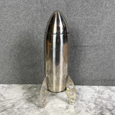 Viski Space Age Retro Rocket Ship Cocktail Bar Shaker Stainless Steel Silver