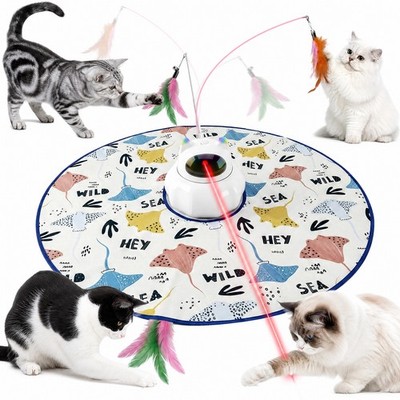 Cat Laser Interactive Indoor Cat Pet Toys Automatic,USB Cat Teaser Pet Toy White
