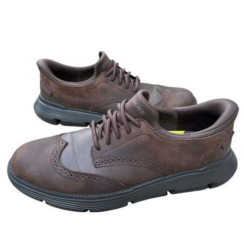 Skechers Herren 11 D Slipper Schuhe Braun Leder Budapester Brogue Sneaker 205311