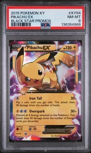 2015 POKEMON XY BLACK STAR PROMOS #XY84 PIKACHU EX PSA 8