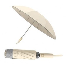 Automatic Compact Travel Umbrella with Windproof  UV Protection, Light Khaki