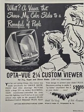 Opta-Vue Color Slide Viewer Super 35mm Philadelphia PA Vintage Print Ad 1957