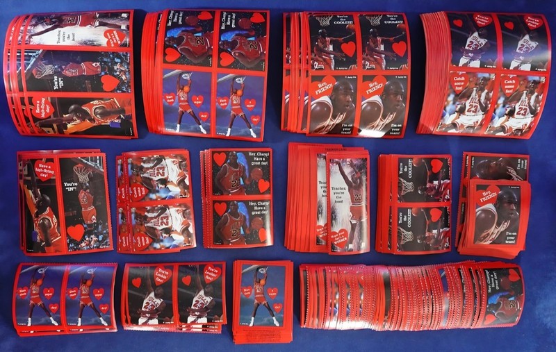 1991 CLEO MICHAEL JORDAN VALENTINES CUT/UNCUT & PERFORATED LOT OF 280