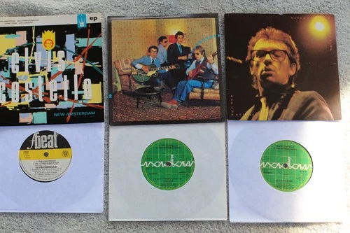 Elvis Costello  -  Lot Of THREE Picture Sleeve PS 7" singles