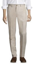 Men  s Lands End Flat Front Chino Pants Size 35 x 34 Tailored Fit Light Stone